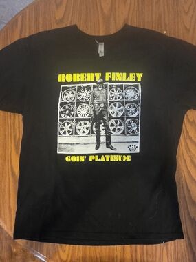 Next Level Apparel Black T‑Shirt with Yellow & White Robert Finley Graphic